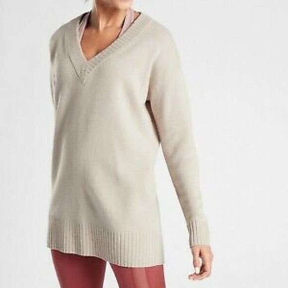 Athleta Wool Cashmere V-Neck Tunic Sweater Size XXS - Picture 1 of 6
